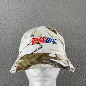 Ams Oil Hat White Camo Cap Real Tree Strapback Hunting Outdoor Fishing